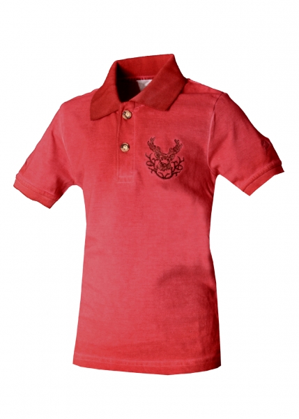 Kinder Trachten Poloshirt Trachtenshirt Glött rot Isar Trachten