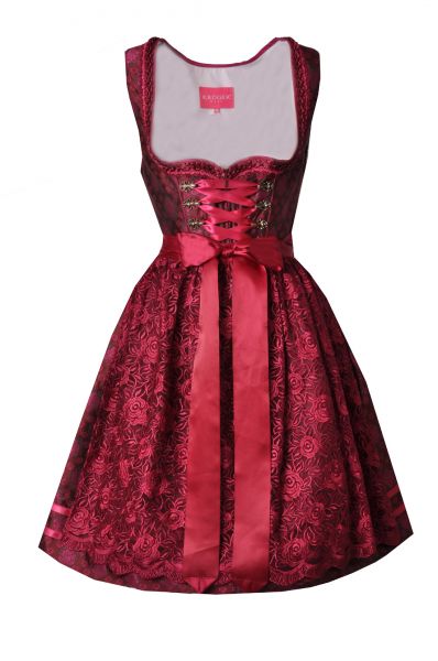 B- Ware / 2. Wahl - Dirndl mini 58cm Unterkager bordeaux Krüger Madl