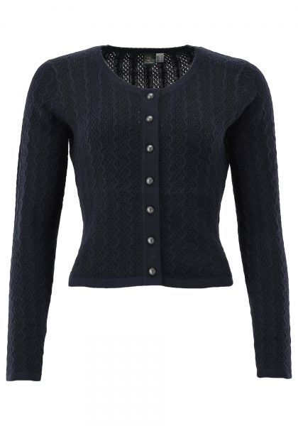 Trachten Strickjacke Trachtenjacke Vorderhoibl dunkelblau marine OS Trachten