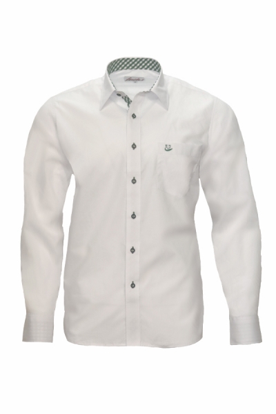 Trachtenhemd Obergünzburg weiß grün Langarm Slim Fit Fuchs