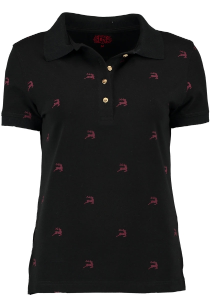 Trachten T-Shirt Poloshirt Sulzemoos schwarz Hirschmotive OS Trachten