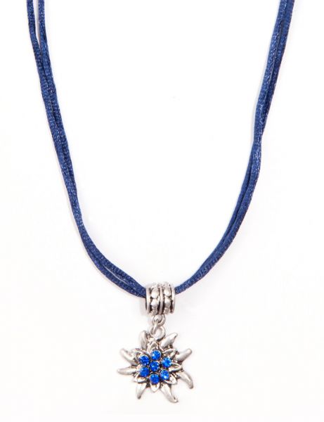 Dirndlkette Edelweiß blau