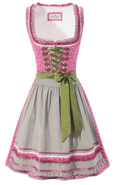 B-Ware / 2. Wahl - Dirndl mini 55cm Holzhäuseln pink grün Stockerpoint
