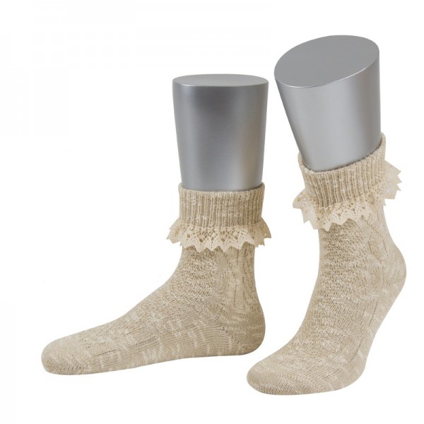 Trachtensocken mit Spitze beige JD