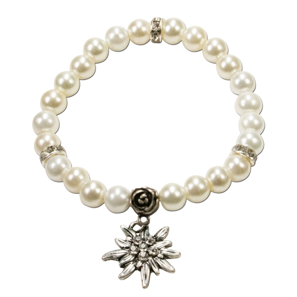 Trachten Armband Segnitz Edelweiß cremeweiß Wachsperlen