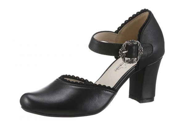 B-Ware / 2. Wahl - Trachten Pumps Edenried schwarz Spangenpumps Hirschkogel