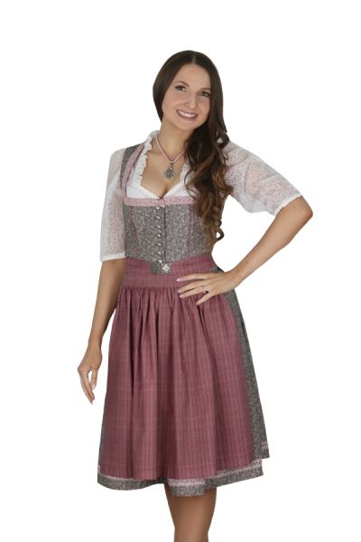 Dirndl midi 60 cm Kotzau grau altrosa Fuchs