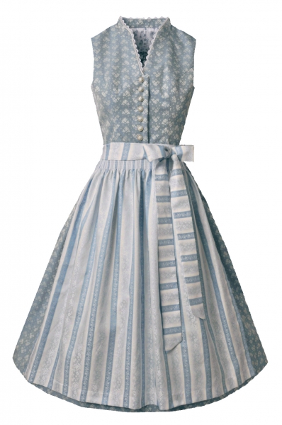 Dirndl midi 70 cm Designerdirndl hochgeschlossen Gräfelfing blau silber Tramontana by Bayer Madl