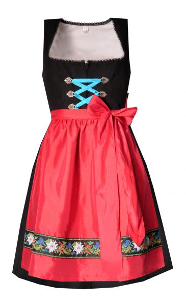 Dirndl mini 48cm Puttenham schwarz rot Hannah Collection