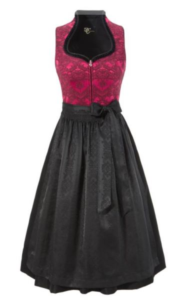 Dirndl midi 63cm Nika schwarz rot Trachten Deiser