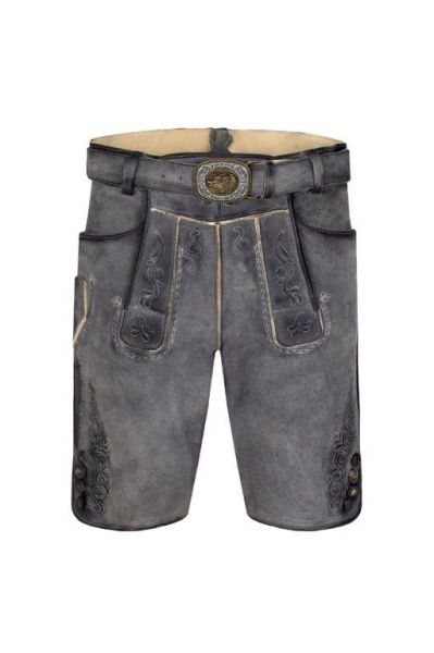 Vegane Lederhose Herren Kurz - Trachtenhose Für Oktoberfest Mit Hosenträger & Stickerei