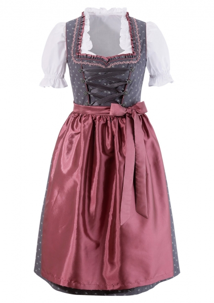 B-Ware / 2. Wahl - Dirndl midi 70 cm Wielenbach grau altrosa