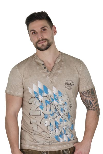 Herren Trachtenshirt Mendorf beige Fuchs Trachtenmoden