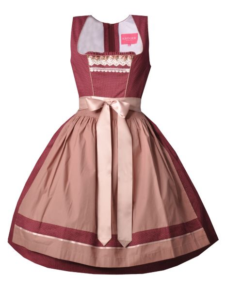Dirndl midi 60 cm Marina bordeaux altrosa Krüger