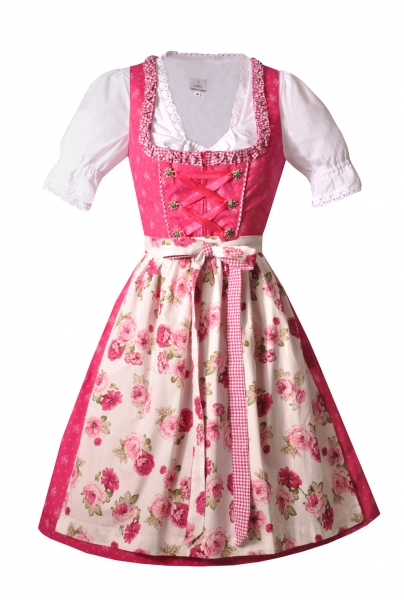 Dirndl midi 60 cm Rosalie pink Trachtenset 3-tlg. mit Dirndlbluse