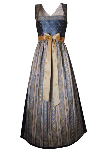 Dirndl Designerdirndl lang 91cm Dürrnhaar blau gold Hannah Collection