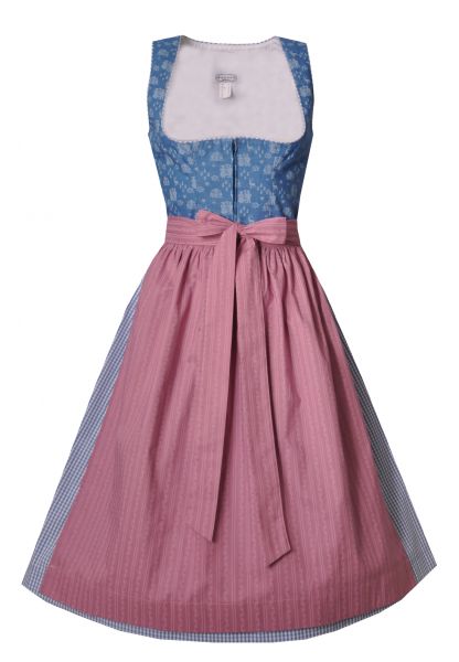 Dirndl midi 65 cm Hirnkirchen blau rosa Hannah Collection