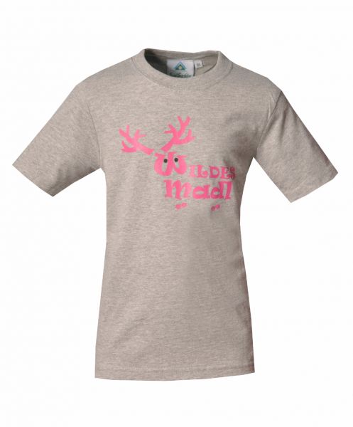 Kinder Trachten T-Shirt Bernricht grau Kurzarm Isar-Trachten Trachtenshirt