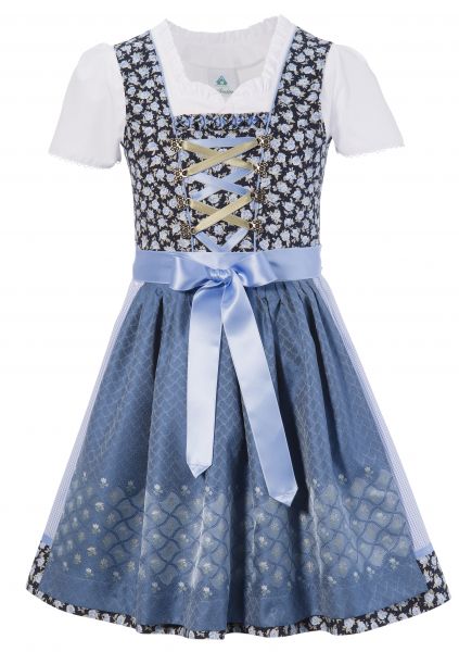 Kinderdirndl Jugenddirndl Willmannsberg blau Trachtenset 3tlg. Isar-Trachten
