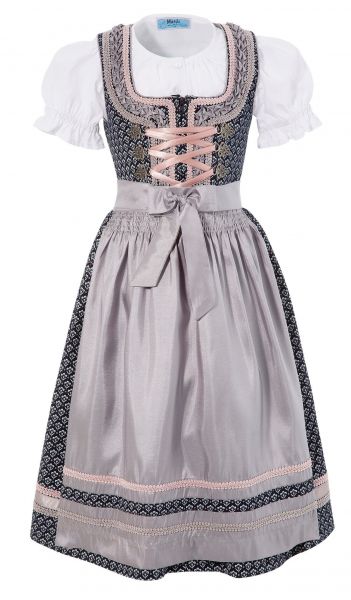 B-Ware / 2. Wahl Kinderdirndl Jugenddirndl Set Vroni blau platin silber Trachtenset 3-tlg. Marjo