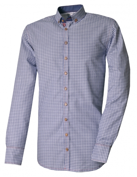 Trachtenhemd Martlhaid marine blau Slim Fit Langarm OS Trachten