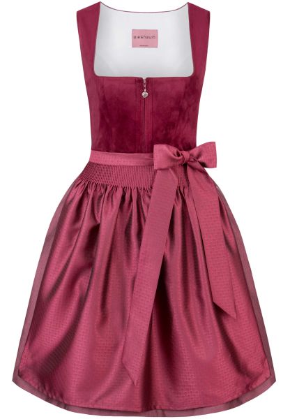 Dirndl midi 60 cm Mila bordeaux rot Samtoptik Wiesnwuid