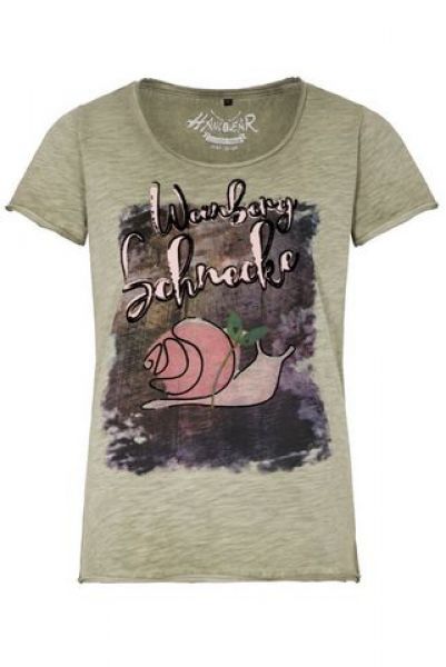 Trachtenshirt Weinbergschnecke grün Kurzarm Hangowear