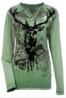 Herren Longsleeve Elvis Hirsch grün Hangowear  Herren Longsleeve Elvis Hirsch grün Hangowear