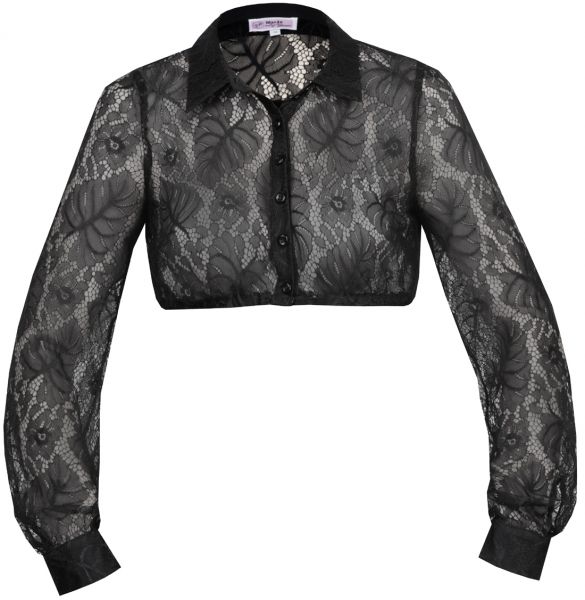 Dirndlbluse Harper-Malinda schwarz langarm Spitzen Marjo