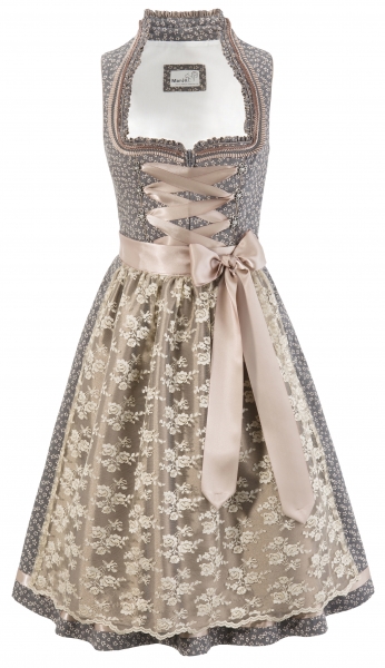 B-Ware / 2. Wahl - Dirndl mini 58 cm Aign grau braun Marjo