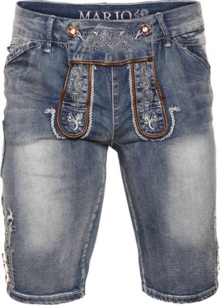Trachtenhose Jeans Short kurz Gustl blau Stretch Marjo