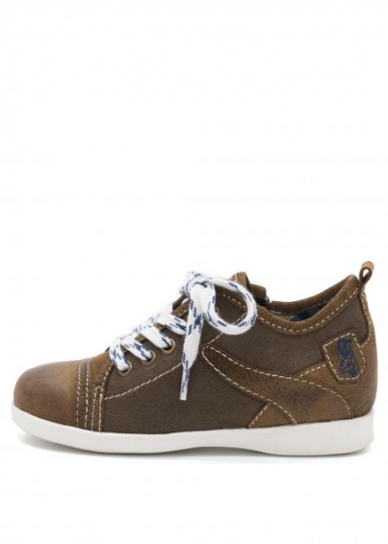Kinder Trachten-Sneaker Joy braun Canvas/Nubuk gespeckt Spieth &amp; Wensky