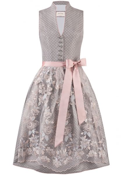 B-Ware / 2. Wahl - Dirndl midi 65cm Madlenka grau rosa Stockerpoint