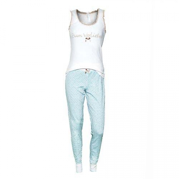 Trachten Pyjama Tanktop Zum Verlieben weiß/mint Louis & Louisa