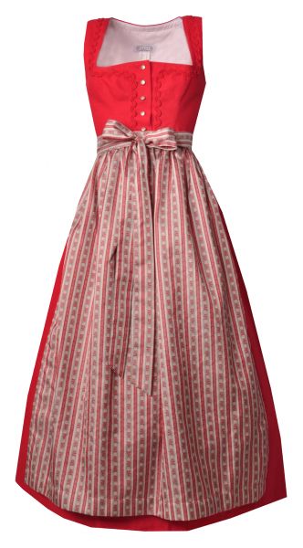 Dirndl lang 93cm Reisach rot silber Hannah Collection