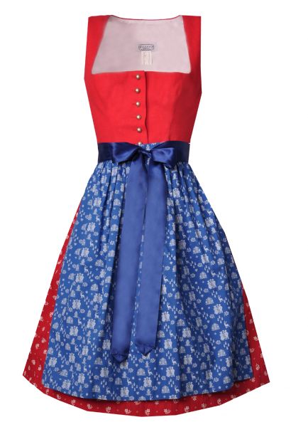 Dirndl midi 60 cm Hötzelsried rot blau Leinenmieder Hannah Collection