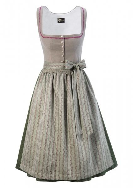 Dirndl midi 65 cm Barbara natur grün Trachten Deiser