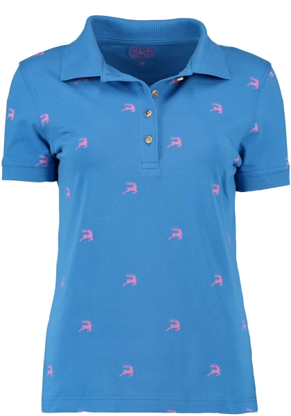Trachten T-Shirt Poloshirt Sulzemoos blau Hirschmotive OS Trachten