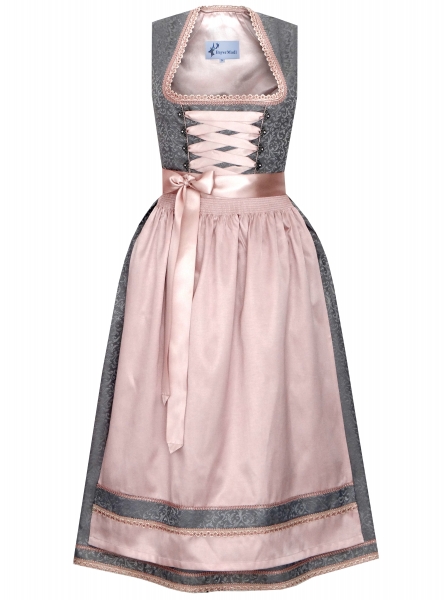 Dirndl lang 85 cm Donnersdorf silber grau rosa Bayer Madl