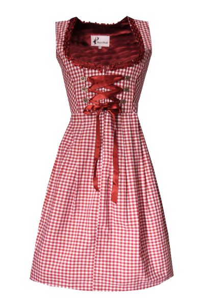 B-Ware/2.Wahl Dirndl midi 60 cm Geiersthal rot Karo o.S. Bayer Madl