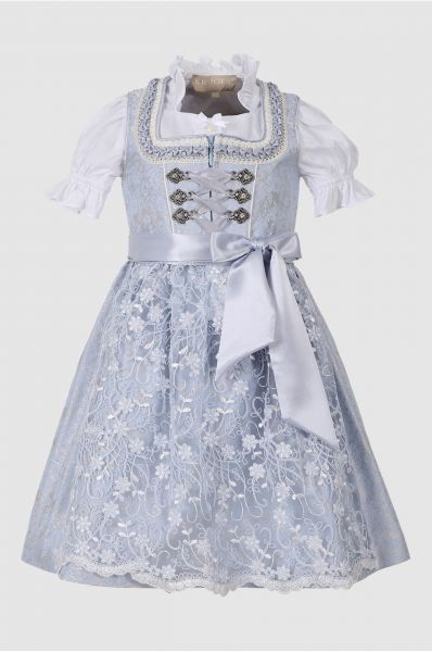 Kinderdirndl Set Natalia hellblau blau Trachtenset 3-tlg. Krüger