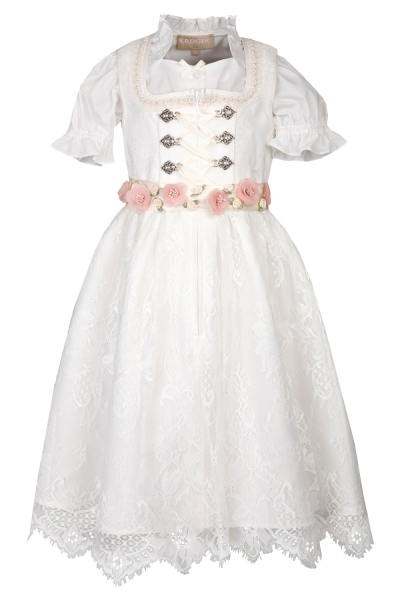 Kinderdirndl Set Samira ecru mit Rosen Trachtenset 3-tlg. Krüger