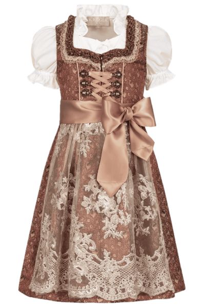 Kinderdirndl Set Ayla rost rot beige Trachtenset 3-tlg. Krüger Kids