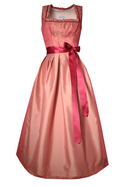 Dirndl Designerdirndl lang 84cm Rieperstsham rot gold Hannah Collection