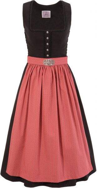Dirndl midi 65 cm Windhausen schwarz rot Marjo