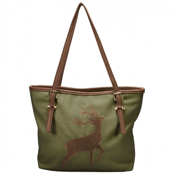 Trachten Handtasche Shopper Hirschstickerei grün