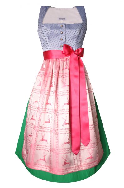 Dirndl midi 64cm Oberbierwang hellblau grün rosa Hannah Collection