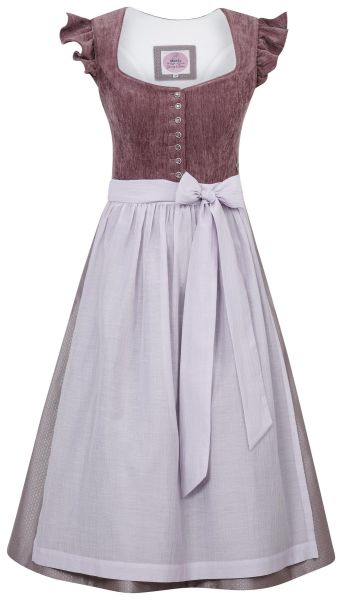 Dirndl midi 70 cm Hochwinkel pflaume Samt Flügelärmel Marjo