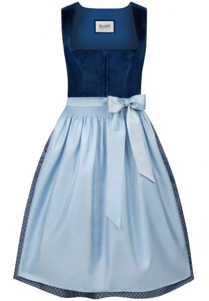 B-Ware / 2. Wahl - Dirndl midi 70 cm Aida indigo blau Samt Stockerpoint