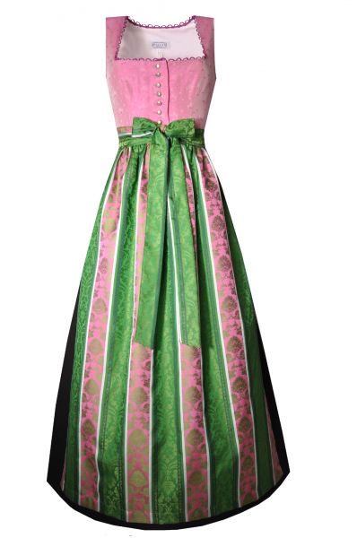 Dirndl Designerdirndl lang 94cm Warmeleithen rosa schwarz grün Hannah Collection